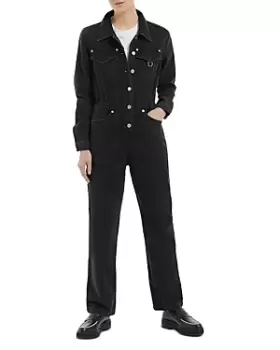 Image of The Kooples Buttoned Denim Jumpsuit
