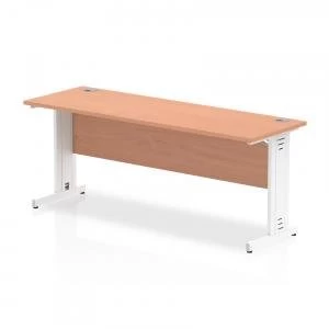 Image of Trexus Desk Rectangle Cable Managed White Leg 1800x600mm Beech Ref