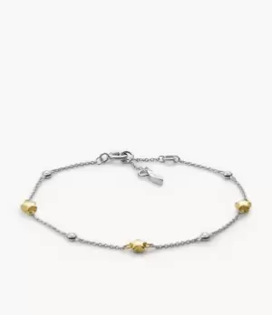 Image of Fossil Women Elliott Diamonds By The Yard Stars Two-Tone Sterling Silver Chain Bracelet