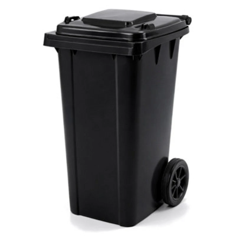 Image of Oypla 240L Black Wheelie Bin For Household Outdoor Garden Waste With Rubber Wheels