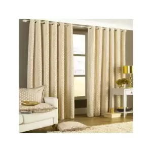 Image of Paoletti Belmont Chenille Jacquard Woven Lined Eyelet Curtains, Beige, 66 x 90 Inch