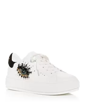 Image of Kurt Geiger London Womens Laney Eye Embellished Platform Low Top Sneakers
