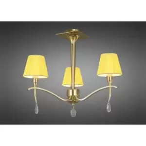 Image of Siena semi-flush light round 3 E14 bulbs, polished brass with amber cream