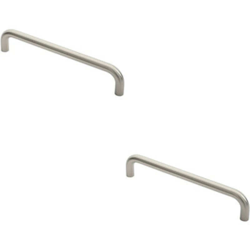 Image of Loops 2x Round D Bar Pull Handle 319 x 19mm 300mm Fixing Centres Satin Stainless Steel Metallics unisex