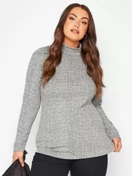 Image of Yours Space Rib Turtleneck Top - Grey, Black, Size 30-32, Women