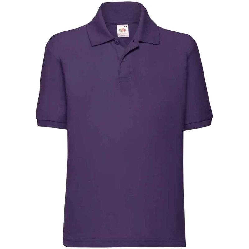 Image of Fruit of the Loom Poly Cotton Pique Polo Shirt in Purple Size: 12-13 Years Purple Unisex 12-13 Years