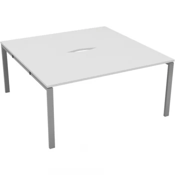 Image of 2 Person Double Bench Desk 1200X800MM Each - Silver/White