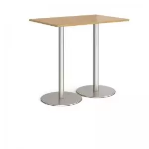 Image of Monza rectangular poseur table with flat round brushed steel bases