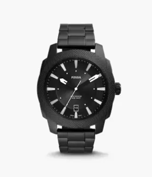 Image of Fossil Men Machine Three-Hand Date Black Stainless Steel Watch