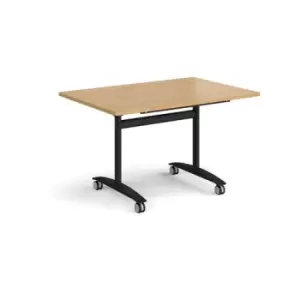 Image of Rectangular deluxe fliptop meeting table with Black frame 1200mm x 800mm - oak
