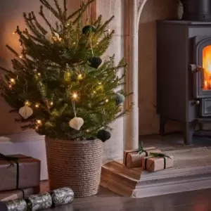 Image of Jute Galvanised Steel Christmas Tree Bucket 27cm Natural