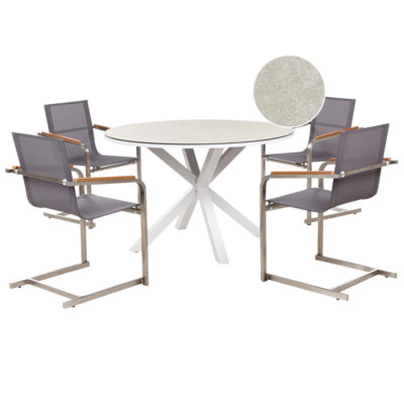 Image of Beliani Garden Dining Set 4 Seater Maletto/cosoleto Metal Taupe