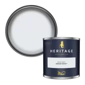 Image of Dulux Heritage Velvet Matt Swedish White Matt Emulsion Paint 125ml
