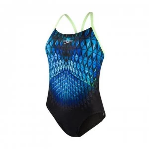 Image of Speedo Mirror Racer Back Swimsuit Ladies - Black/Blue