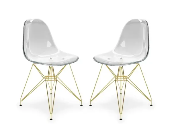 Image of LPD Coco Set of 2 Clear and Gold Dining Chairs