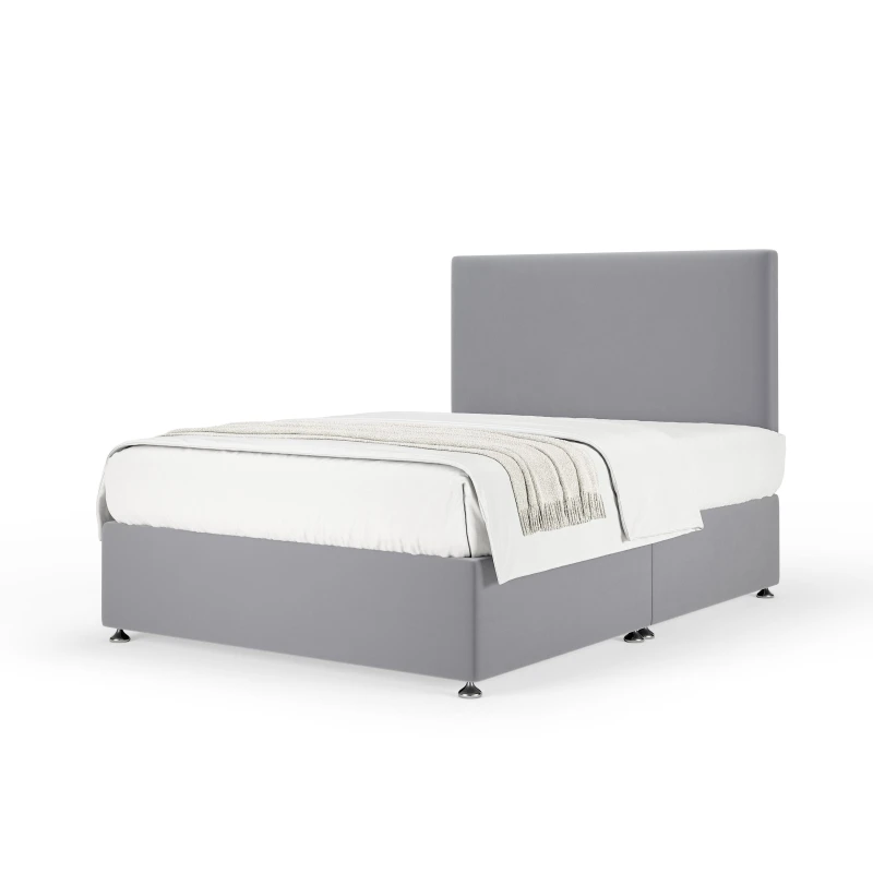 Image of Bedmaster Bedmaster Plush Velvet Divan Base And Plain Headboard in Silver Size: Small Double Silver Small Double Unisex 7867871396341