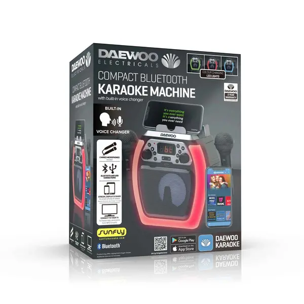 Image of Daewoo Compact Bluetooth Karaoke Machine - Black