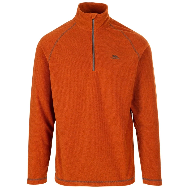 Image of Trespass Trespass Men Keynote Anti Pilling 1 4 Zip Fleece Top in Burnt Orange Size: X-Small Burnt Orange XS Male 5063238841192