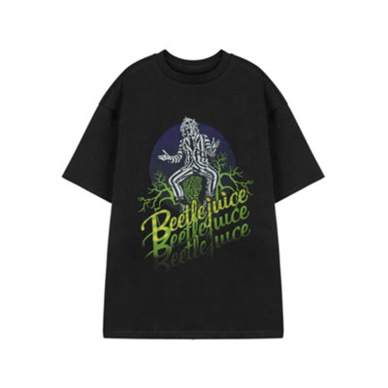 Image of Beetlejuice Beetlejuice Short Sleeved T-Shirt in Black Size: Medium Black M Unisex 5063203900374