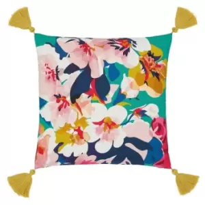 Image of Joules Chatsworth Floral Cotton Cushion - Multi