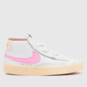 Image of Nike White & Pink Blazer Mid 77 Girls Toddler Trainers