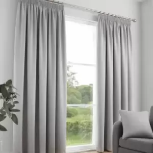 Image of Fusion Galaxy Plain Dyed Triple Woven Thermal Pencil Pleat Lined Curtains, Silver, 90 x 90 Inch