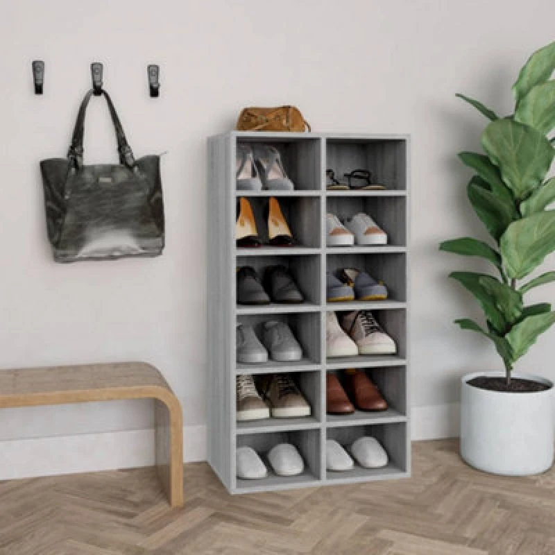 Image of Vidaxl Shoe Rack Grey Sonoma 54X34X100.5cm Engineered Wood