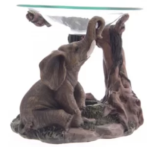 Image of Realistic Elephant Design Oil Burner with Glass Dish