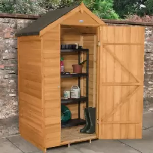 Image of 4X3 Apex Dip Treated Overlap Golden Brown Wooden Shed With Floor - Assembly Service Included