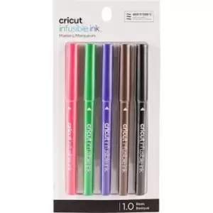 Image of Cricut Explore/Maker Infusible Ink Medium Point 5-Pack Basics Pen set Red, Black, Violet, Brown, Green