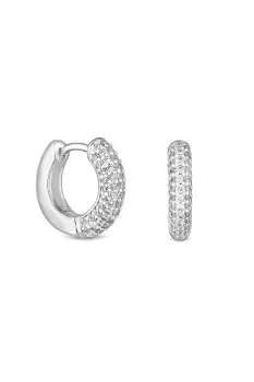 Image of Silver Plated Recycled Cubic Zirconia Hoop Earrings - Gift Pouch