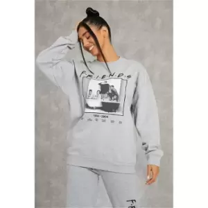 Image of I Saw It First Grey Marl Petite Friends Print Oversized Sweatshirt - Grey