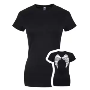 Image of Grindstore Womens/Ladies Angel Wings T-Shirt (M) (Black)