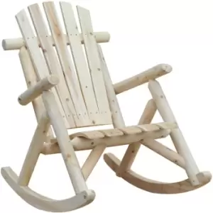 Image of Wooden Traditional Rocking Chair Lounger Relaxing Balcony Garden Seat - Outsunny