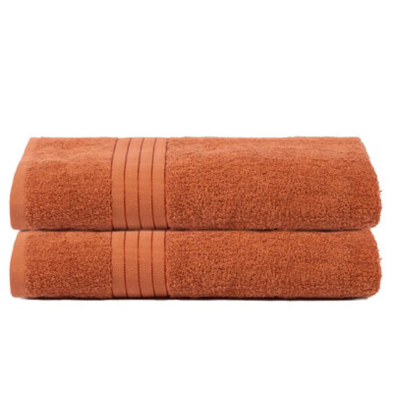 Image of OHS OHS 2 Pack of 100% Cotton Bath Sheet Bathroom Towel in Burnt Orange Burnt Orange Bath Sheet Unisex 5027434202607