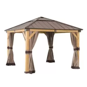 Image of Sunjoy Curtain LUMI for Cedar wood Gazebo - 393cm x 335cm, Khaki