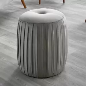 Image of Bibbiana Velvet Pouffe Grey