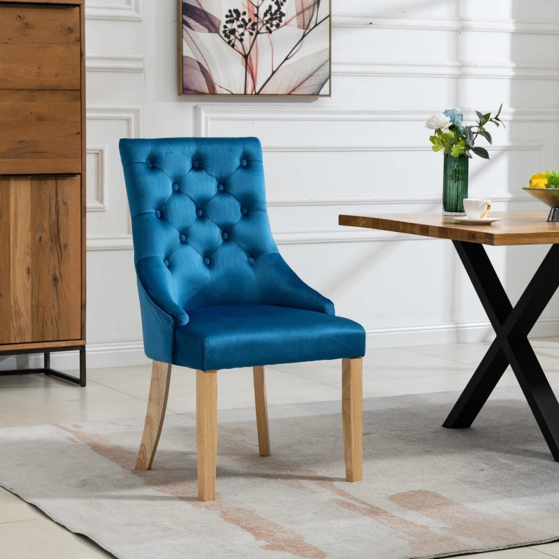 Image of Artemis Home Ravenna Velvet Dining Chairs - Set of 2 in Blue Blue Unisex