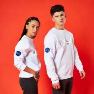 Image of Nasa Metallic Logo Unisex Sweatshirt - White - M