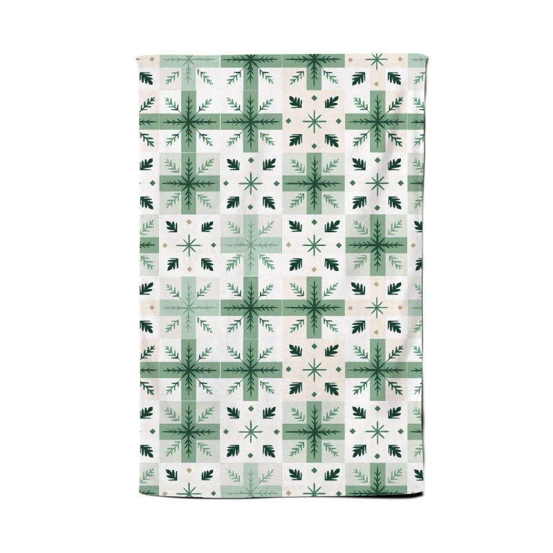 Image of Warren Reed - Designer Christmas Quilting Squares, Green & White, Geometric Tea Towel Green Unisex