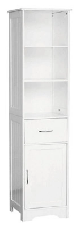 Image of Orsina White Wood Floorstanding Cabinet With Shelves