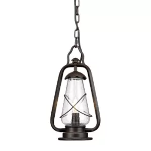 Image of Outdoor IP44 1 Bulb Chain Lantern Old Bronze LED E14 60W Bulb Light Fitting