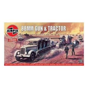 Image of 88mm Gun & Tractor 1:76 Vintage Classic Military Air Fix Model Kit