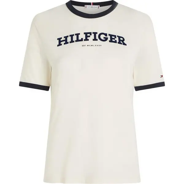 Image of Tommy Hilfiger Tommy Mono CN T Ld43 Regular Fit T-Shirts 8 (XS) Cream 68619569310