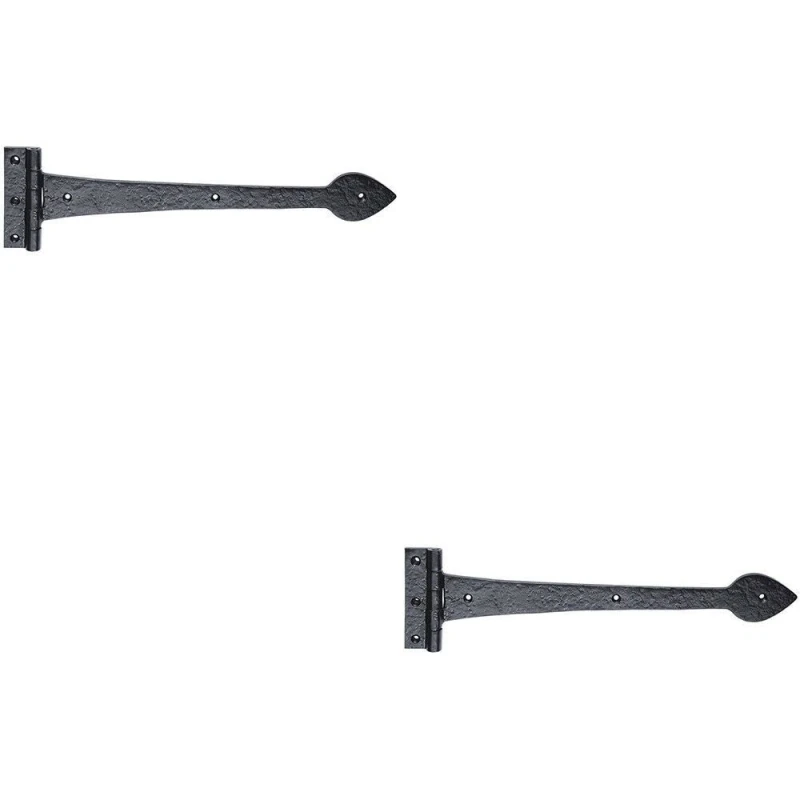 Image of Loops 2x PAIR 430 x 102mm Ornate T Hinge Black Antique Internal Decorative Door Hinge Black