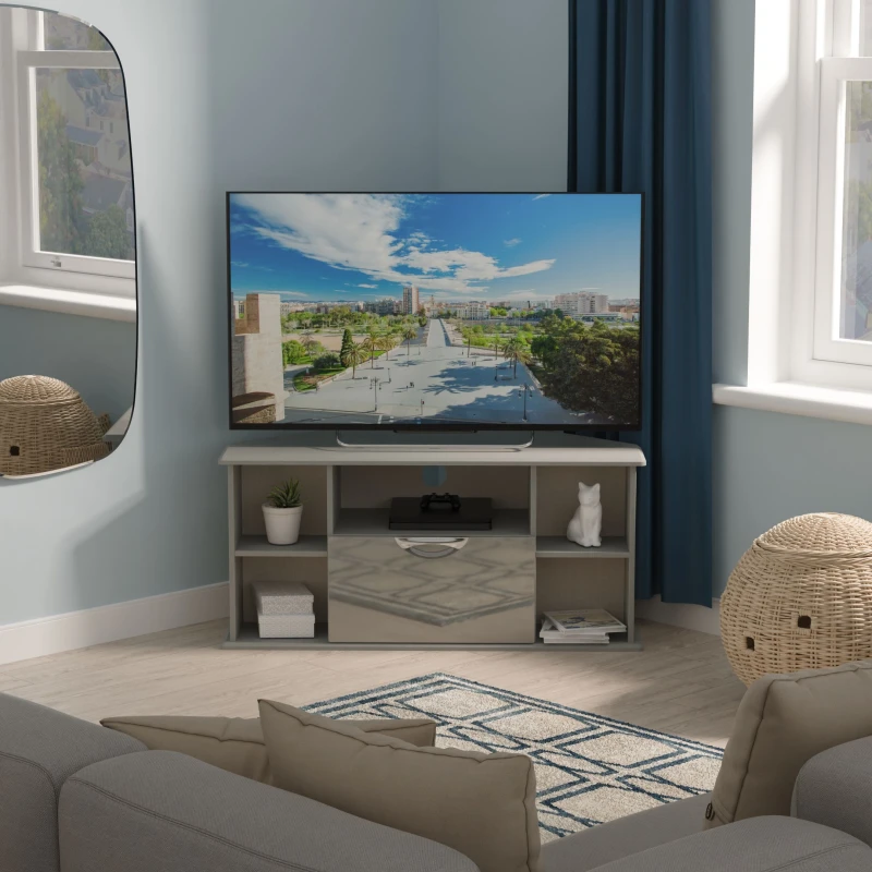 Image of Ready Assembled 2 U Holborn Corner TV Unit (Ready Assembled) in Mid Grey Mid Grey Unisex