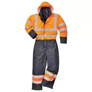 Image of Oxford Weave 300D Class 3 Hi Vis Contrast Overall Orange / Navy 3XL