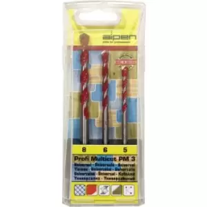Image of Alpen MultiCut 100703100 Carbide metal Multi-purpose drill bit set 3 Piece 5 mm, 6 mm, 8mm Cylinder shank 1 Set