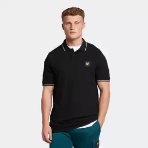 Image of Mens Casuals Tipped Polo Shirt Jet Black - S