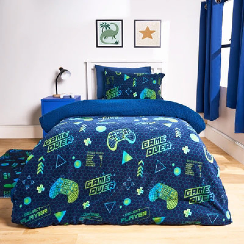 Image of OHS OHS Gaming Fleece Duvet Cover Set Bedding Quilt Warm in Green Size: Double Green Double Unisex 5027434223077